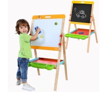 Vaikiška medinė sulankstoma dvipusė magnetinė piešimo lenta vaikams | Reguliuojamas aukštis | Tooky TL113